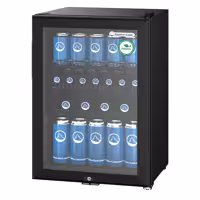 GASTRO-COOL | Chłodziarka minibarowa – 430 mm – 62 L – od +2 do +10 °C – z 1 drzwiami szklanymi – czarna