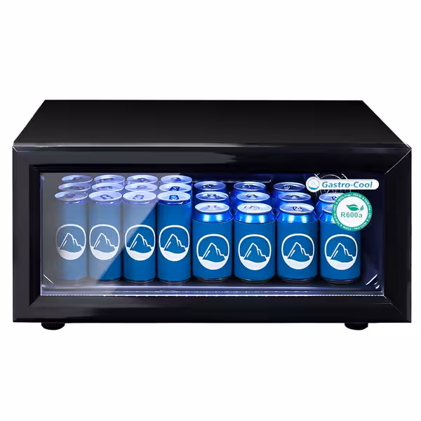 GASTRO-COOL | Hladnjak sa staklenim vratima ECO - 600 mm - 25 l - od 0 °C do +10 °C - s 1 staklena vrata - statičko hlađenje, LED rasvjeta, ručno odmrzavanje - crna