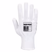 (10 unid) Luva de malha com pontos em PVC - Branco/Azul - Tamanho: L