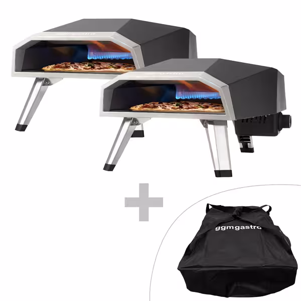 (2 tk) Välipitsaahi (gaasiküttega) - 314x646 mm - pitsa Ø 30 cm jaoks - kuni 500 °C - must