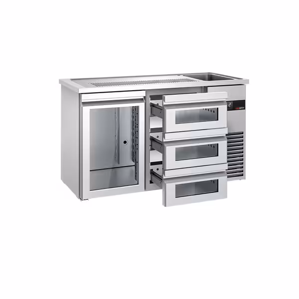 Pivski šank PREMIUM - 1550x700 mm - 1 Staklena vrata & 3 Staklene ladice