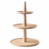 Açık Büfe Teşhir Standı - VALO - 3 katlı - Ahşap (Meşe) - Kahverengi - dairesel - 300x300x420mm - 3 kat ile