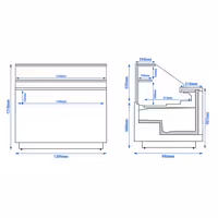 Serve Over Counter RIGA - 1370mm - double glazing - with 2 shelves - with 2 doors - capacity 138 litres