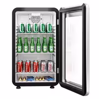 Commercial Mini Bar Refrigerator - 495mm - 113L - with 1 glass door & reversible hinges - Black/Silver - Double-glazed glass door