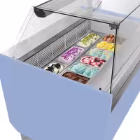 Ice Cream Display Freezer | LIAM - 1310mm - with LED lighting - for 10+10 x 5 litres Napoli pans - Light Blue - Static cooling