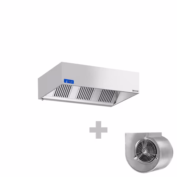Commercial Wall-Mounted Extractor Hood with Motor – 1800mm – wwith Speed Controller, Baffle Filters & Lighting