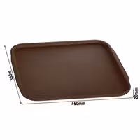 (10 kom) Poslužavnik za kantinu - ABS plastika - 460x360 mm - Visina: 20 mm - Smeđi - s protukliznom površinom