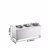 Cutlery Cylinder Holder - 385x150mm - Height: 180mm - Stainless steel - incl. 3 Holders