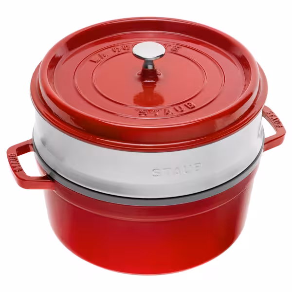 STAUB | Cocotte with Steamer Insert – Ø 260 mm – Cherry Red