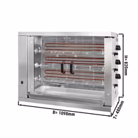 Electric Chicken Rotisserie Oven - 14.4kW - with 3 Skewers for up to 18 chickens
