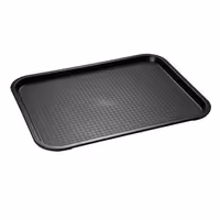 (6 pcs) FAST FOOD Tray - FAST FOOD - Polypropylene - 450x355mm - Height: 25mm - Black - non-slip surface