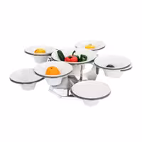 Présentoir / support de buffet - rotatif - inox - incl. 9 bols en mélamine - Rond