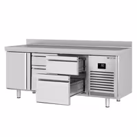 Commercial Counter Fridge PREMIUM PLUS - 1960x600mm - with 1 door - 4 drawers [1/3 & 2/3] - with upstand - capacity 385 litres