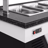 Balcão de buffet frio BELFAST - 1600mm - com placa fria (refrigerada) & com rodízios - para 4x GN 1/1 - Preto