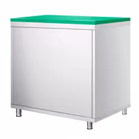 Arbetskåp i rostfritt stål PREMIUM - 800x600 mm - med 2 gångjärnsdörrar - inkl. skärbräda grön
