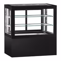 Commercial cake display fridge - 570L - 1210mm - Double glazing - with 2 shelves - rear sliding glass door - Black
