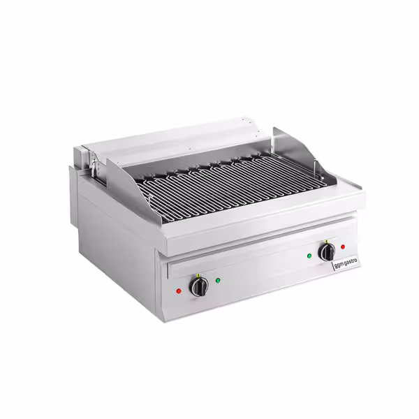 Elektromos vizes grill - 8,75 kW - Billenthető grillrács - 2 zónás - Asztali kivitel - 700 mm mély - Rozsdamentes acél kivitel