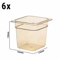 (6 komada) CAMBRO | H-PAN™ - Toplinski otporna GN-Posuda 1/6 - Boja jantara - Visina: 150 mm