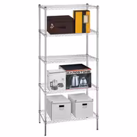 رفوف فولاذية - 900x450mm - عمق: 450 mm - 5 رفوف (قابلة للتعديل) - كروم - الحمولة: 180 kg