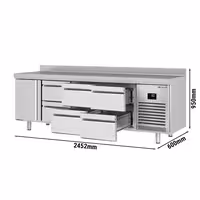 Aukstuma galds PREMIUM PLUS - 2452x600 mm - 510 l - ar 1 durvīm - ar 6 atvilktnēm - Ar apmali
