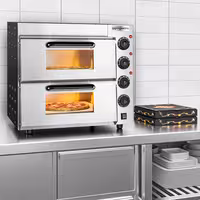 Electric Deck Pizza Oven - Twin Deck - Refractory Stone Deck - 4+4 - Ø 20cm (7.9") - 230V Single Phase - Mechanical Controls - up to 350°C