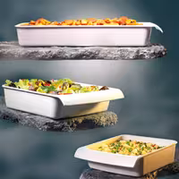 (6 adet) Gastronorm Küvet GN 1/4 - Melamin - CASCADE - 1,5L - köşeli - 264x162mm - GN Derinlik:75mm - Beyaz