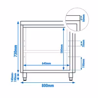 خزانة قاعدية ستانلس ستيل PREMIUM - 800x600mm - 2 أبواب مفصلية