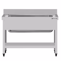 Grovdiskbänk i rostfritt stål ECO - 1000x700 mm - med underhylla - 1 ho mitten - extra djup ho - med stänkskydd