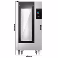 Commercial Electric Bakery Combi Oven - Touchscreen Controls - 16x EN 600x400 - incl. Trolley & inner rack, Automatic washing system