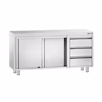 Arbetskåp i rostfritt stål PREMIUM - 1600x700 mm - med 2 skjutdörrar