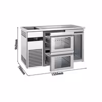 Pivski šank PREMIUM - 1550x700 mm - 1 Staklena vrata & 2 Staklene ladice