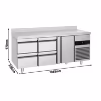 Rashladni pult PREMIUM - 1865x700 mm - Ventilirano hlađenje - s 1 vrata - s 4 ladica - Podignuti rub