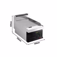Plancha eléctrica Fry top - 8,0 kW - Ranurado - Superficie de cocción: 395x535mm