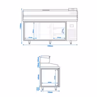 طاولة تحضير بيتزا مبردة PREMIUM PLUS - 1980x700 mm - مع بابان و 3 أدراج - سطح عمل جرانيت - شامل وحدة تبريد علوية - 9x GN 1/4