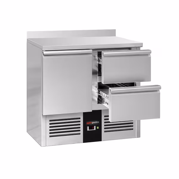 Rashladni pult PREMIUM - 900x700 mm - 220 l - Boja Crna - Statičko hlađenje - s 1 vrata - s 2 ladica - Podignuti rub