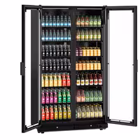 Commercial Beverage Display Fridge - 1200mm - 760 Litres - with 2 hinged glass doors - LED lighting - Temperature range 1 to 10 °C - Black