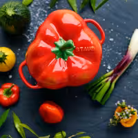 STAUB | CERAMIQUE - Cocotte - Paprikaform - Ø 110mm - Keramik - Orange-Röd