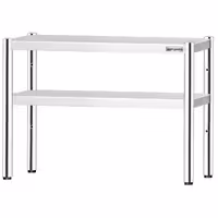 Pöytähylly - ruostumattomasta teräksestä - 2 tasoa - 1000x370 mm - korkeussäädettävä