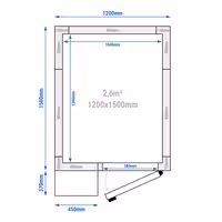 Inox rashladna komora - 1200x1500 mm - 2,60 m³ - uklj. rashladni agregat - -2/+8 °C