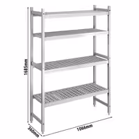 وحدة رفوف ألمنيوم - بداية - 1066x1685mm - عمق: 360 mm - 4 رفوف - الحمولة: 450 kg