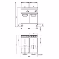 Gas Doppelfritteuse - 18+18 Liter - 28 kW - Indirekte Beheizung