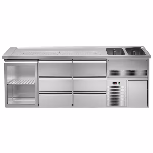 Direct Draw Beer Dispenser / Kegerator PREMIUM – 2500×700 mm – Glass Door, 6-Drawer