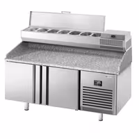 Stół chłodniczy do pizzy PREMIUM PLUS - 1738x800mm - z blatem granitowym - 2‑drzwiowy - z nadstawką chłodniczą - 7x GN 1/4