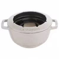 STAUB | Cast Iron Fondue Set – Ø 20 cm - White Truffle - 6 Forks, Burner, Board