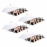 (4 pcs) GN 1/1 Gastronorm Tray - Stainless Steel - 530x325mm - Height: 180mm - non-slip surface - with clear roll-top cover