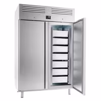Frigoriferu Premium PLUS għall-ħut, azzar inossidabbli – EN 600x400 – 1240 litri – b'2 bibien
