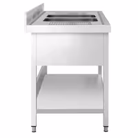 طاولة بأحواض غسيل PREMIUM - 1800x700mm - مع أرضية سفلية - مع حوضين - منتصف