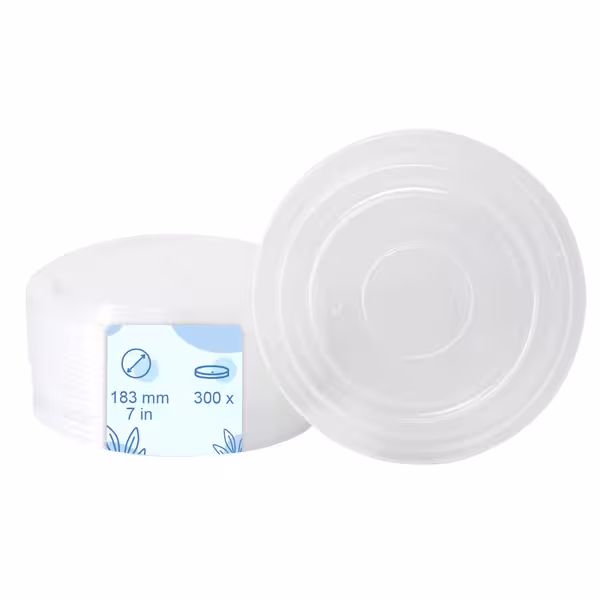 (300 pcs) Food Lidding Tray Polypropylene - 183mm - Round - Transparent