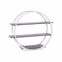 Etagere / Buffet Stand - round - Ø450mm - with 3 shelves - Stainless steel frame & white plexiglass shelves - White