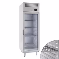 Armário frigorífico aço inoxidável PREMIUM PLUS - GN 2/1 - 560L - com 1 porta de vidro & 4 grelhas